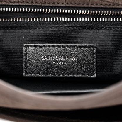 Saint Laurent Nubuck Crocodile Embossed Monogram Medium Niki Chain Satchel Wood 7 of 11