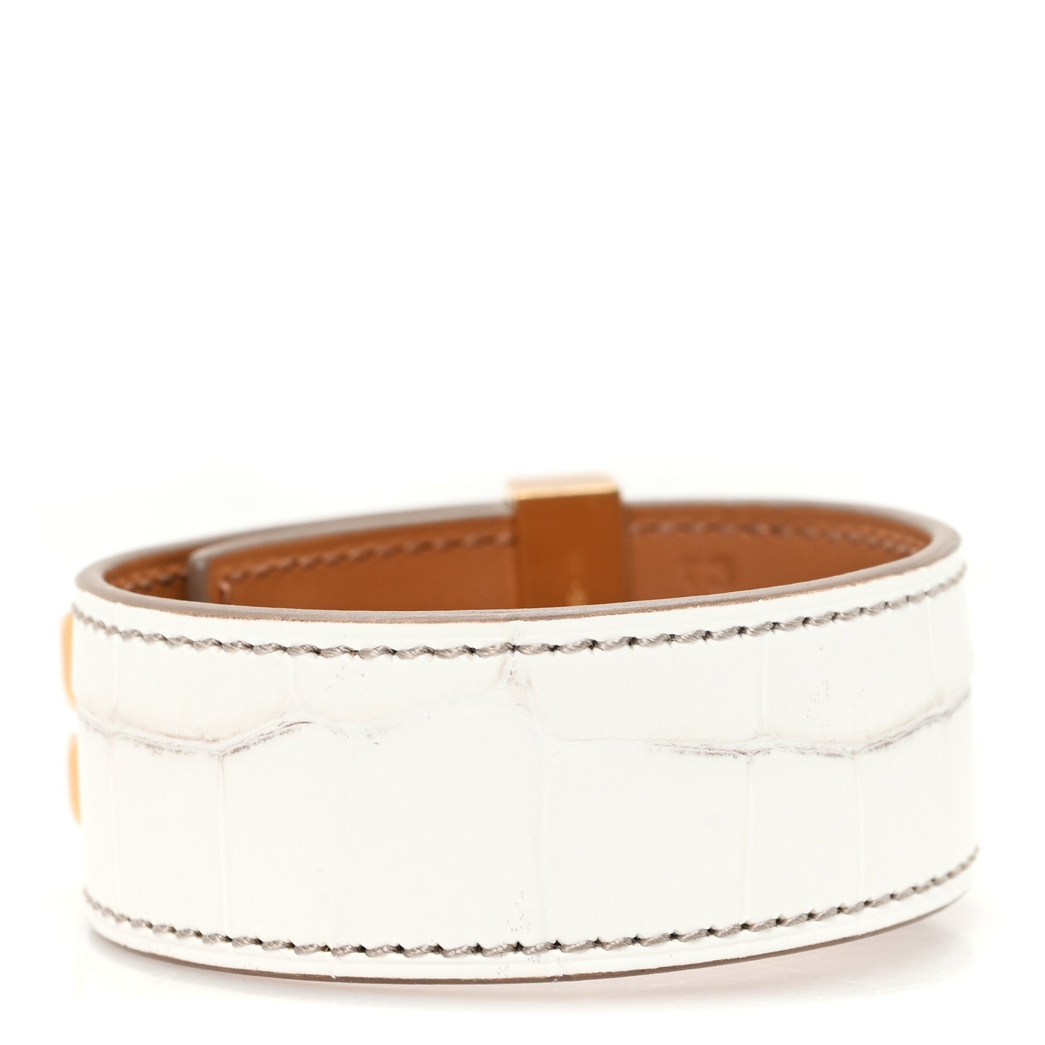 Hermes Matte Niloticus Crocodile Himalaya Collier De Chien CDC 24 Bracelet T3 Blanc 2 of 6