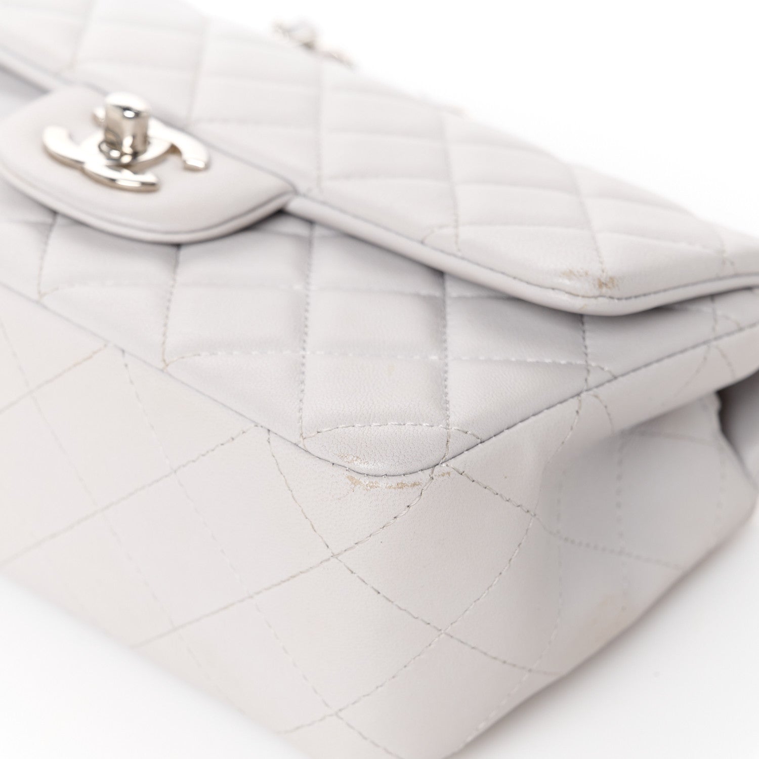 Chanel Lambskin Quilted Mini Rectangular Flap Grey 12 of 13