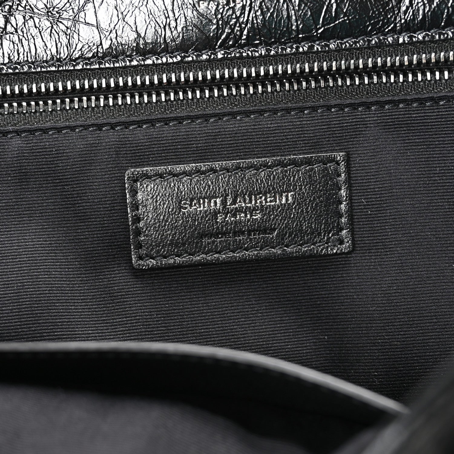 Saint Laurent Crinkled Calfskin Matelasse Monogram Large Niki Chain Satchel Black 6 of 10