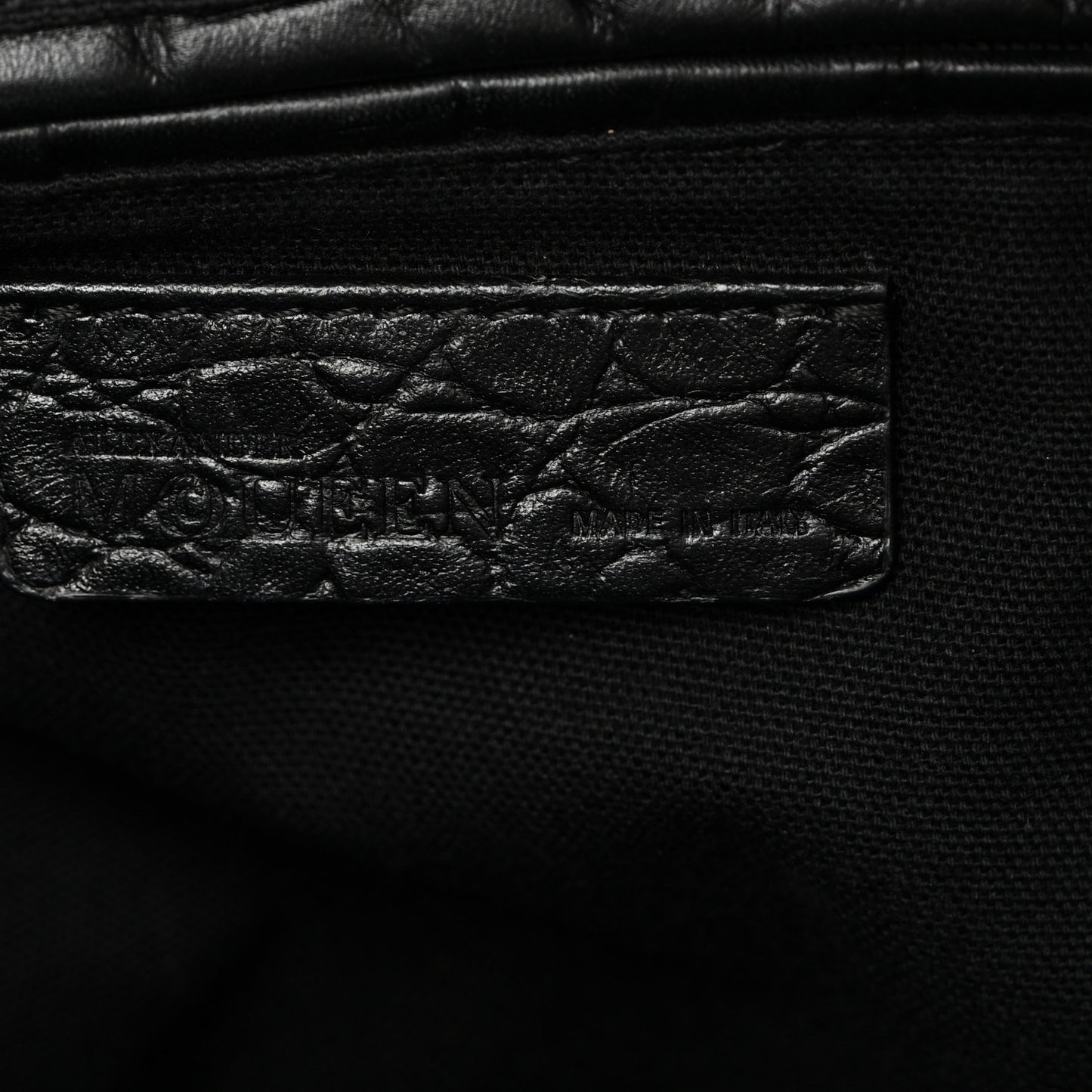 Calfskin Crocodile Embossed Large Skull Padlock Zip Around Tote Black