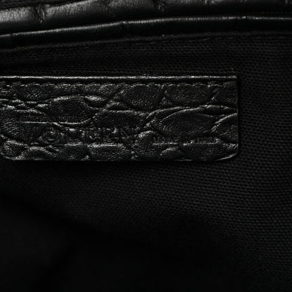 Alexander McQueen Calfskin Crocodile Embossed Large Skull Padlock Zip Around Tote Black 6 of 10