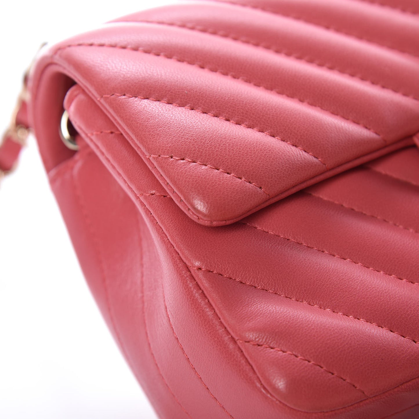 Lambskin Chevron Quilted Mini Rectangular Flap Pink