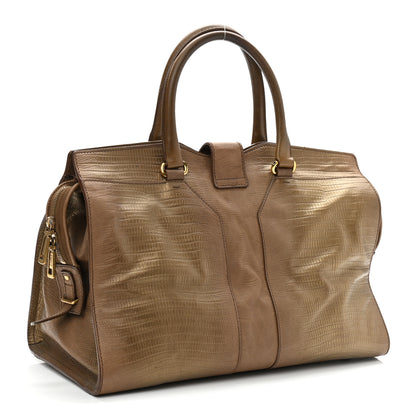 Saint Laurent Lizard Calfskin Embossed Medium Cabas ChYc Brown 4 of 24
