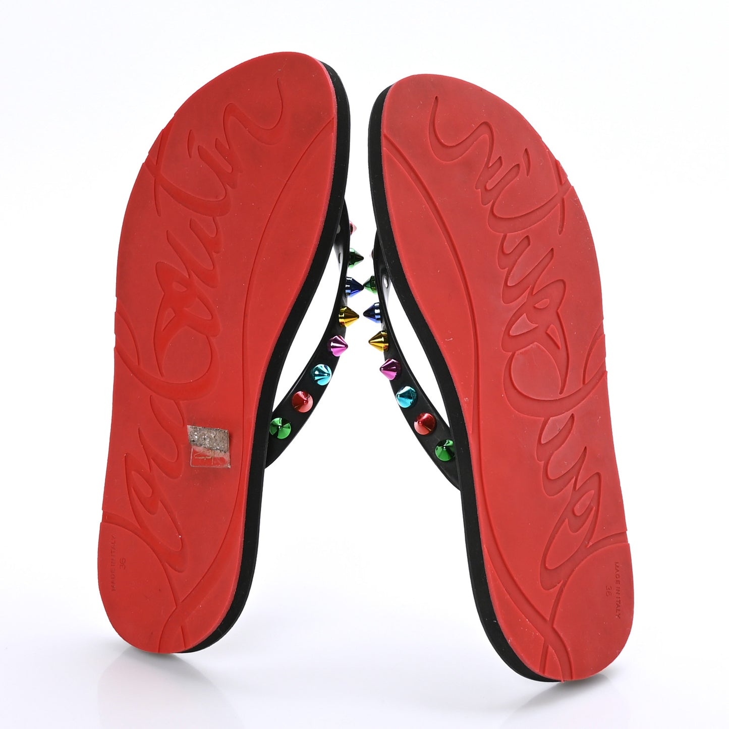 Rubber Spike Loubi Donna Flip Flop 36 Black Multicolor
