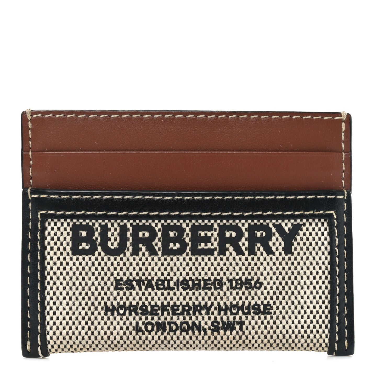Cotton Canvas Horseferry Print Card Holder Natural Tan
