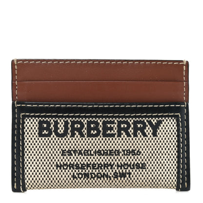 Burberry Cotton Canvas Horseferry Print Card Holder Natural Tan 1 of 6