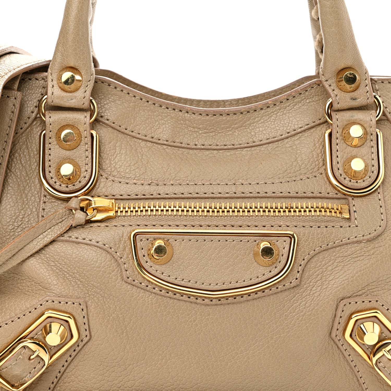 Balenciaga Chevre Gold Metallic Edge Hardware Mini City Beige Latte 8 of 10