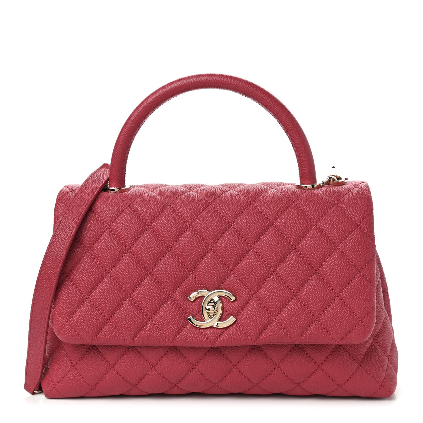 Caviar Quilted Small Coco Handle Flap Fuchsia