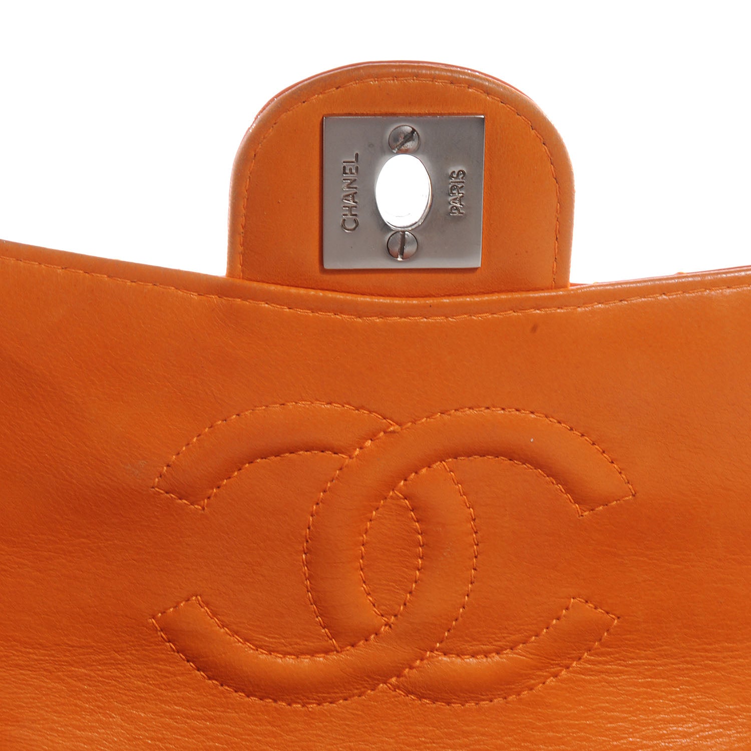 Chanel Patent Quilted Mini Square Flap Orange 6 of 9