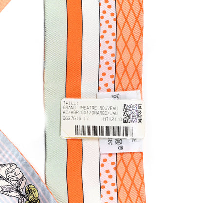 Hermes Silk Twilly Grand Theatre Nouveau Abricot Orange Jaune 4 of 4