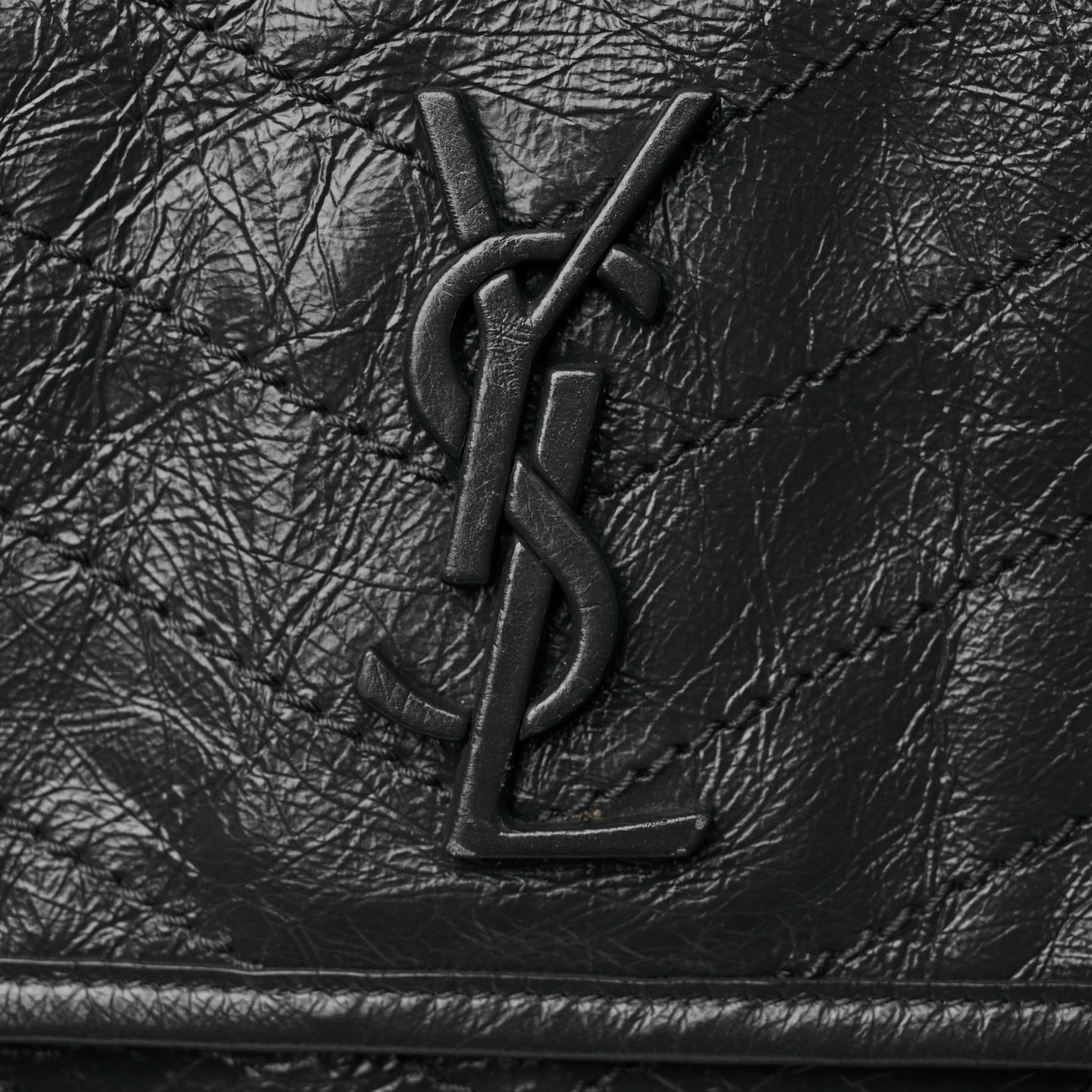 Crinkled Calfskin Matelasse Monogram Medium Niki Chain Satchel Storm