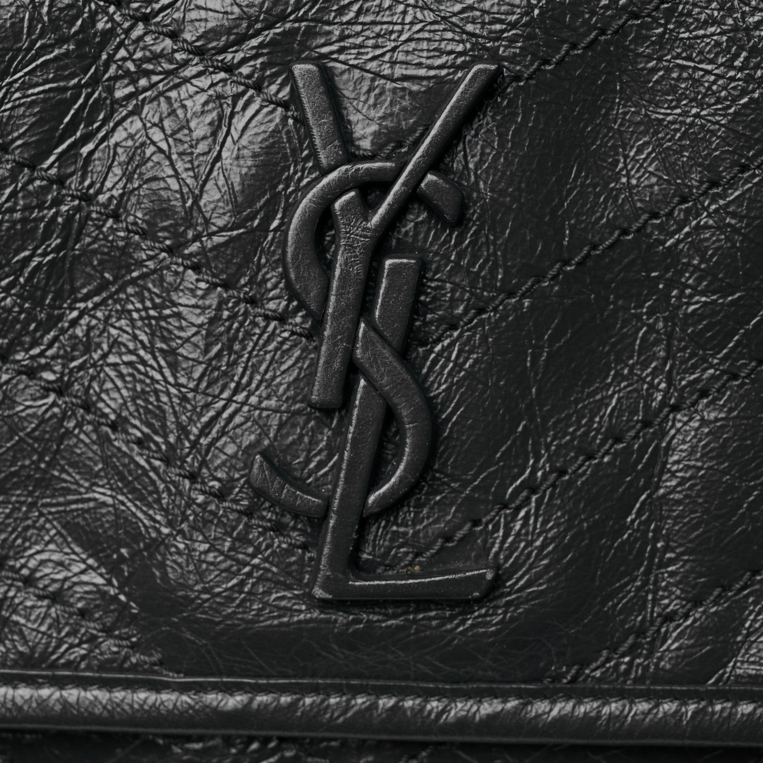 Saint Laurent Crinkled Calfskin Matelasse Monogram Medium Niki Chain Satchel Storm 10 of 10
