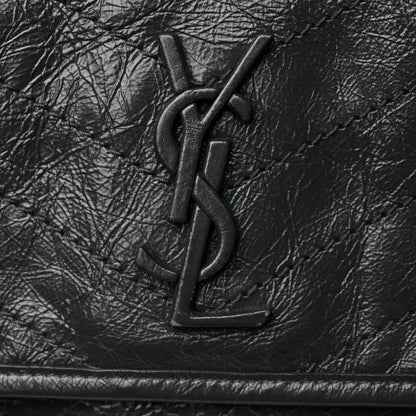 Saint Laurent Crinkled Calfskin Matelasse Monogram Medium Niki Chain Satchel Storm 10 of 10