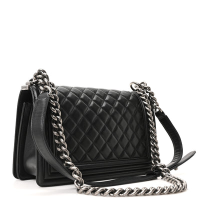 Chanel Lambskin Quilted Medium Boy Flap Black 3 of 10