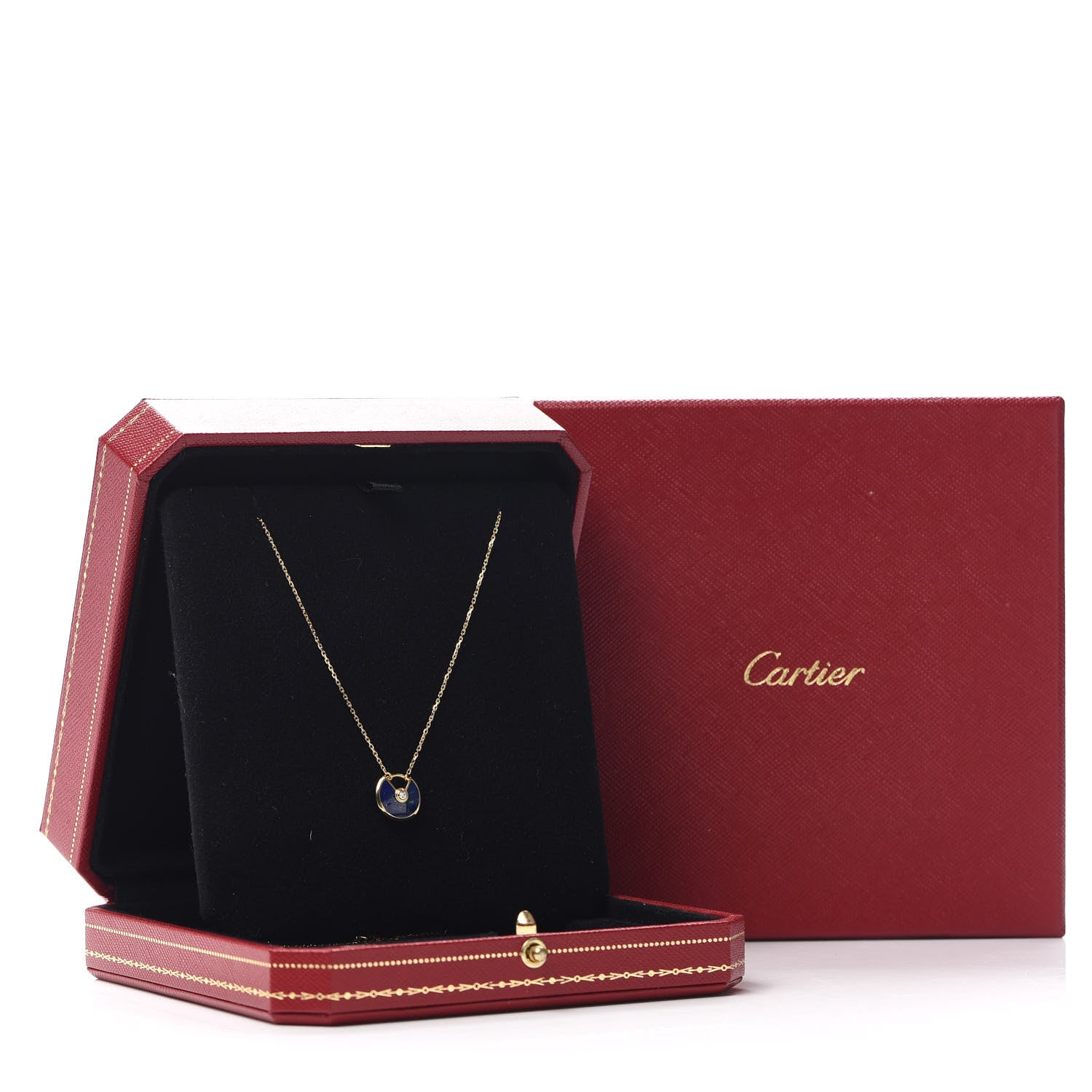 Cartier 18K Yellow Gold Diamond Lapis Lazuli XS Amulette de Pendant Necklace 7 of 7