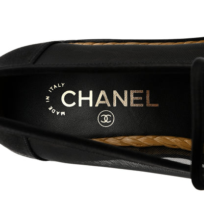 Chanel Mesh Satin CC Loafers 38 Black 6 of 6