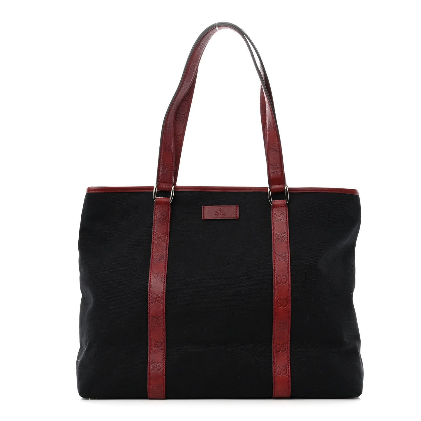 Guccissima Canvas Large Tote Black Dark Red