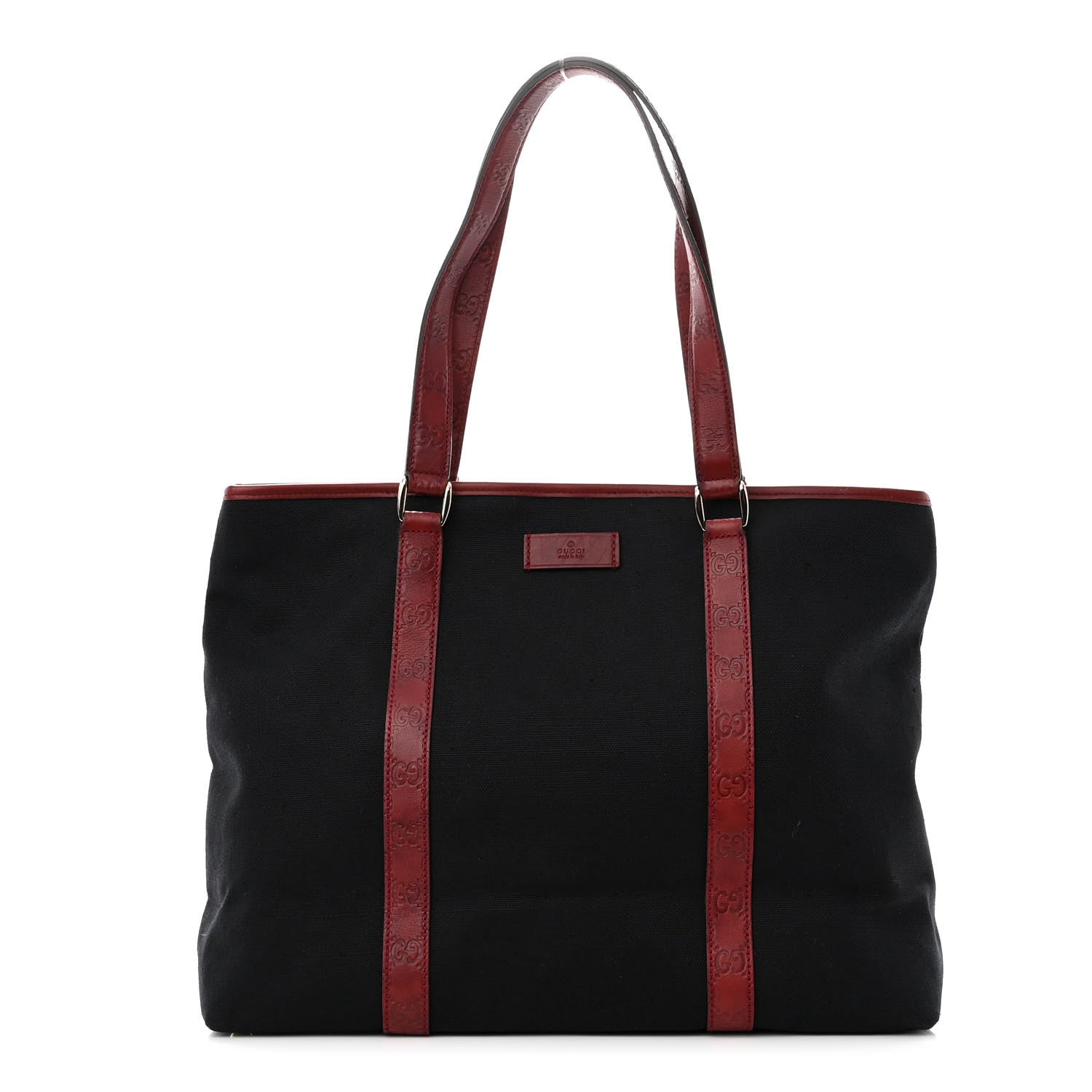 Gucci Guccissima Canvas Large Tote Black Dark Red 1 of 11