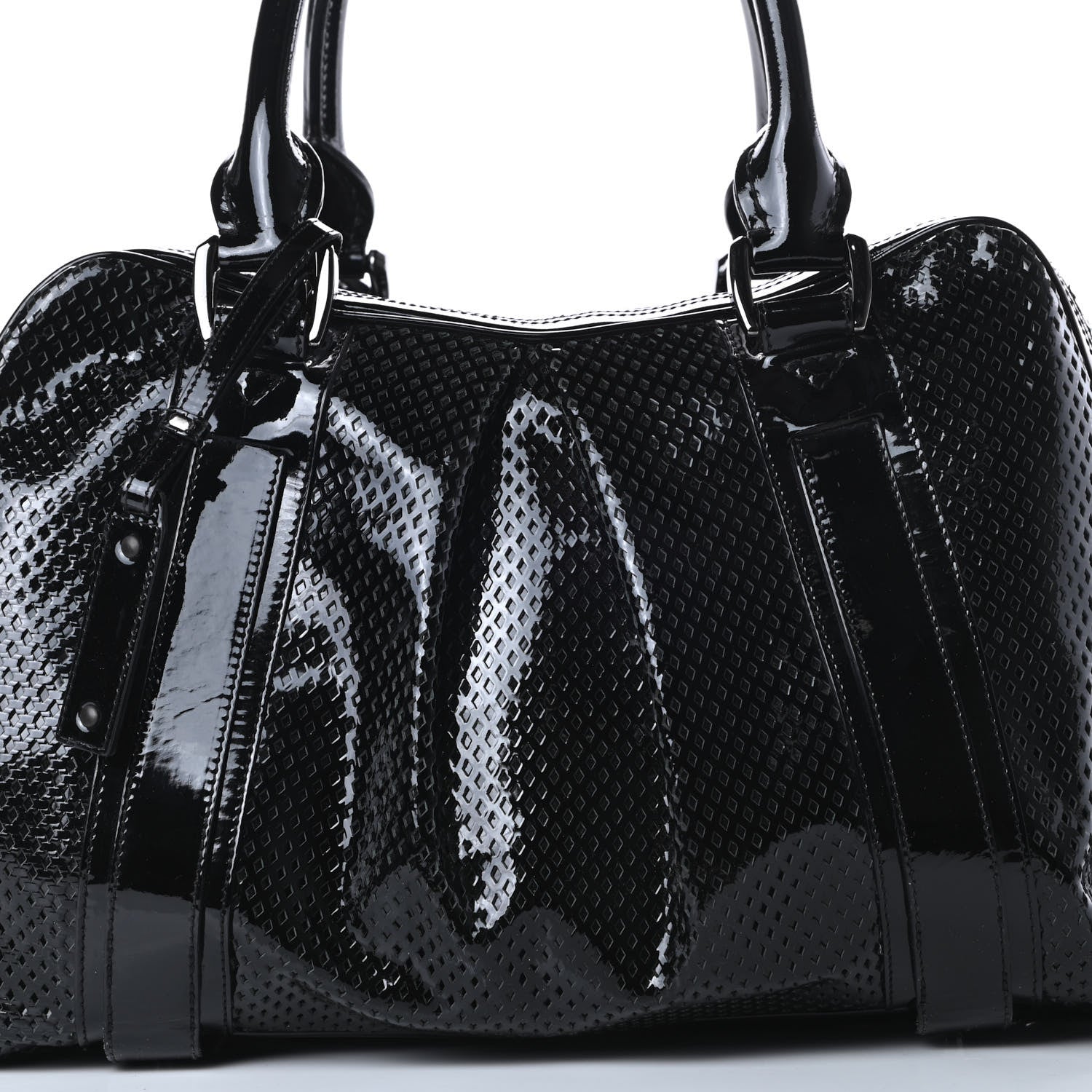 Burberry Prorsum Perforated Patent Calfskin Knight Satchel Black 10 of 15