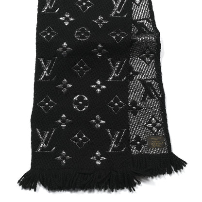 Louis Vuitton Wool Silk Logomania Shine Scarf Black 2 of 5