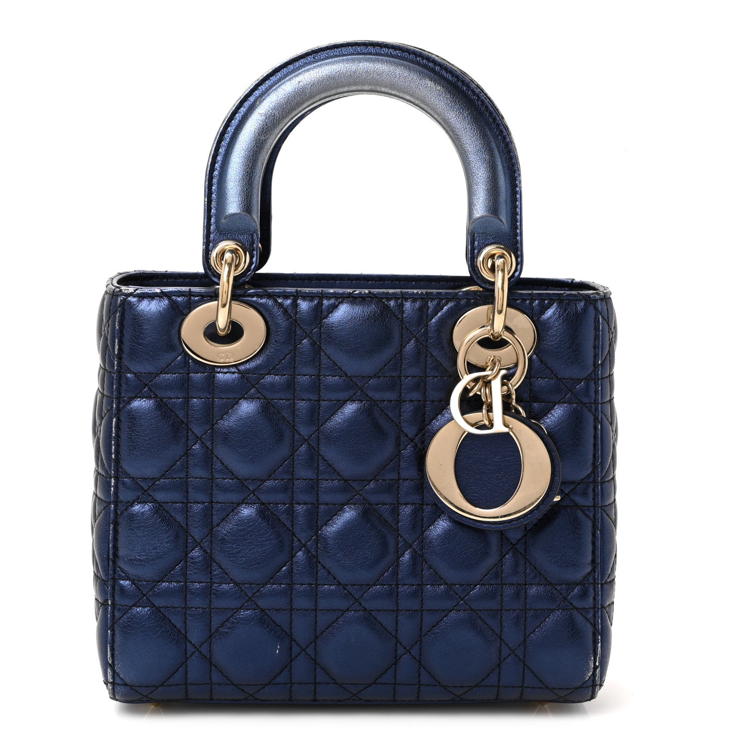 Christian Dior Metallic Lambskin Cannage Small My ABCDior Lady Dior Blue 1 of 9