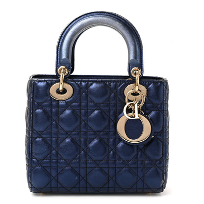 Christian Dior Metallic Lambskin Cannage Small My ABCDior Lady Dior Blue 1 of 9