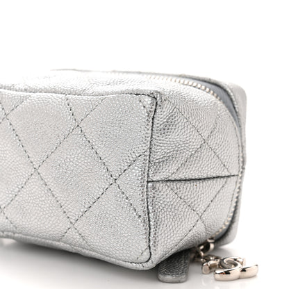 Chanel Metallic Caviar Quilted Mini Top Handle Vanity With Chain Silver 10 of 11