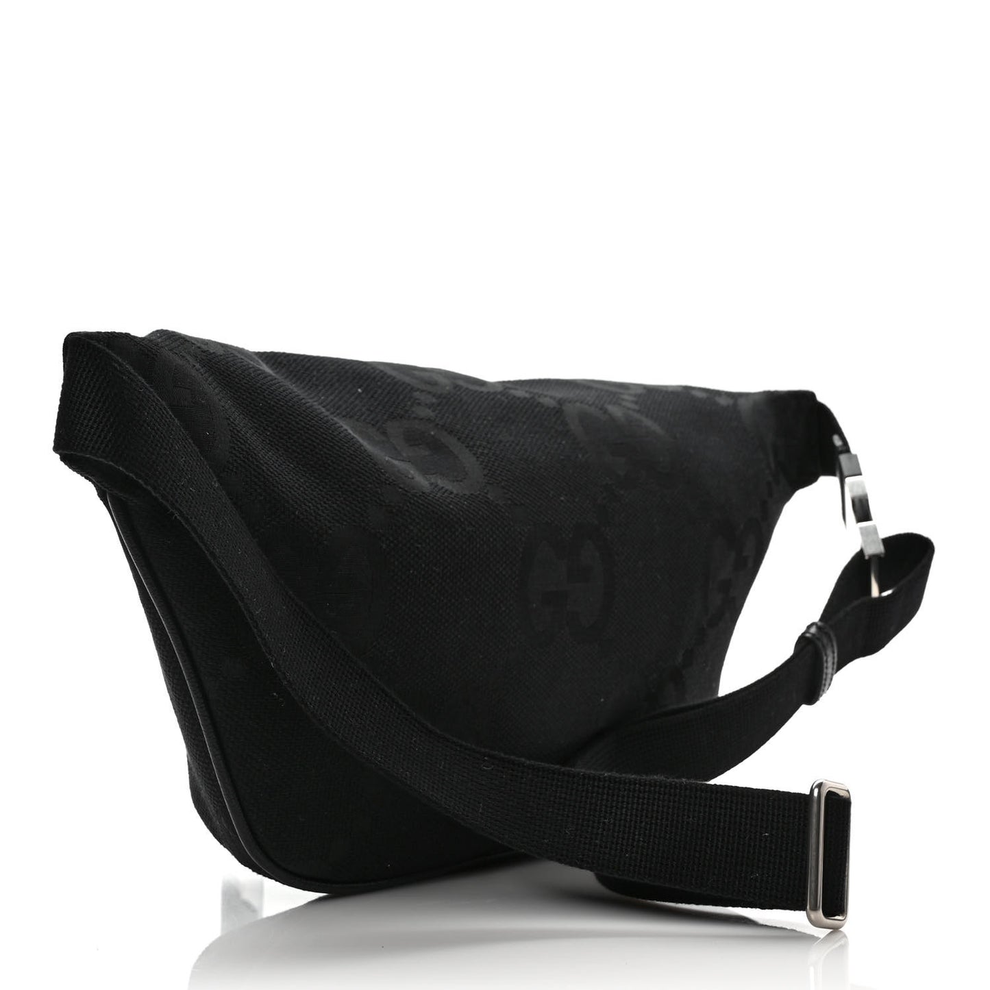 Monogram Jumbo GG Textured Dollar Calfskin Web Belt Bag Black