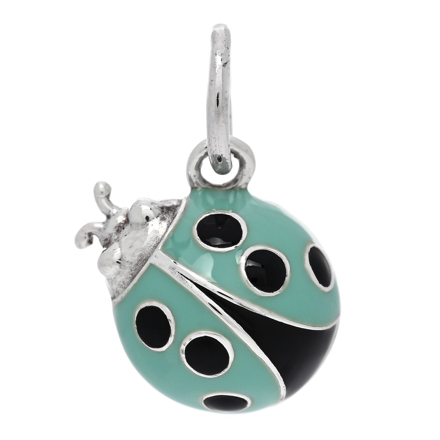 Sterling Silver Enamel Ladybug Charm Blue