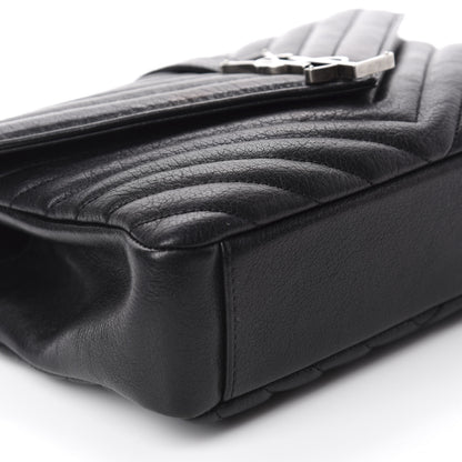 Saint Laurent Sheepskin Matelasse Chevron Monogram Medium College Bag Black 6 of 12