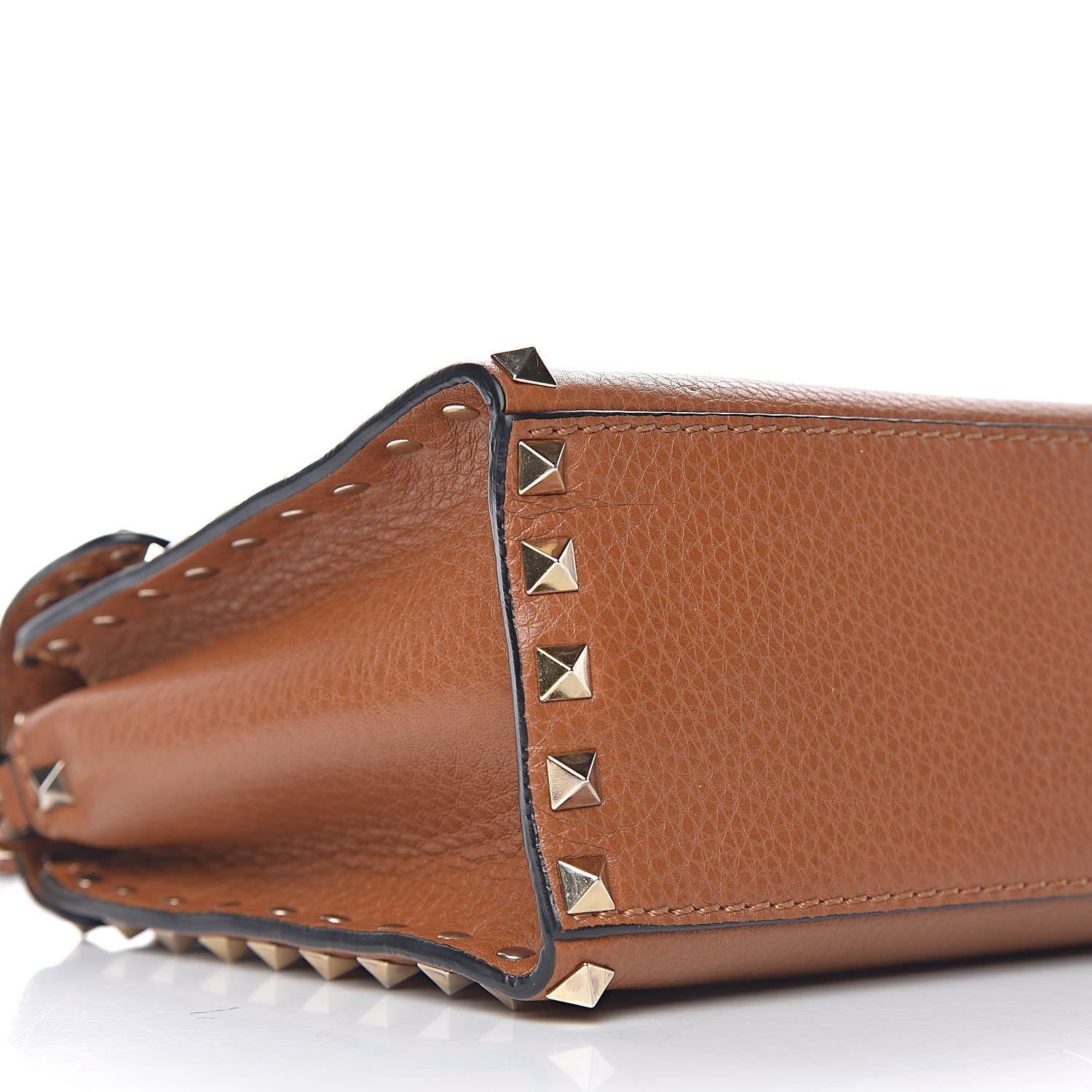 Valentino Garavani Pebbled Calfskin Small Rockstud Single Handle Flap Bag Light Cuir 8 of 10