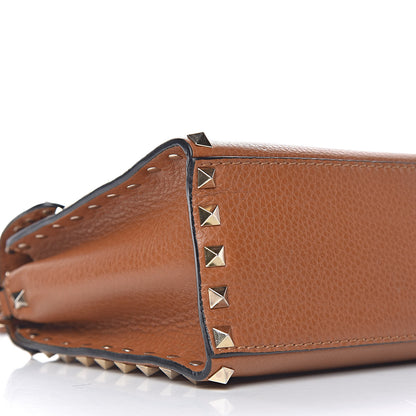 Valentino Garavani Pebbled Calfskin Small Rockstud Single Handle Flap Bag Light Cuir 8 of 10