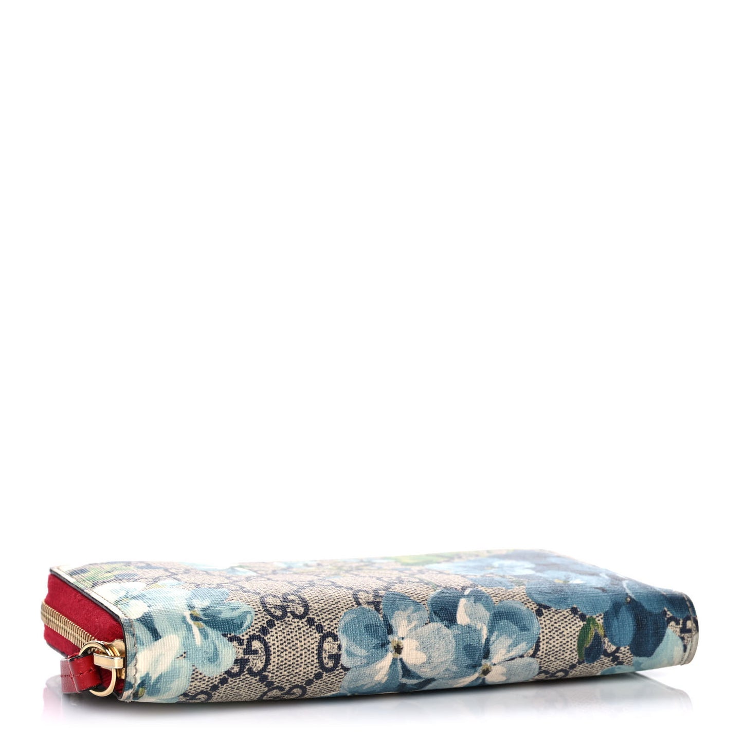 GG Supreme Monogram Blooms Zip Around Wallet Blue Red