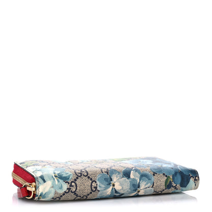 Gucci GG Supreme Monogram Blooms Zip Around Wallet Blue Red 4 of 9