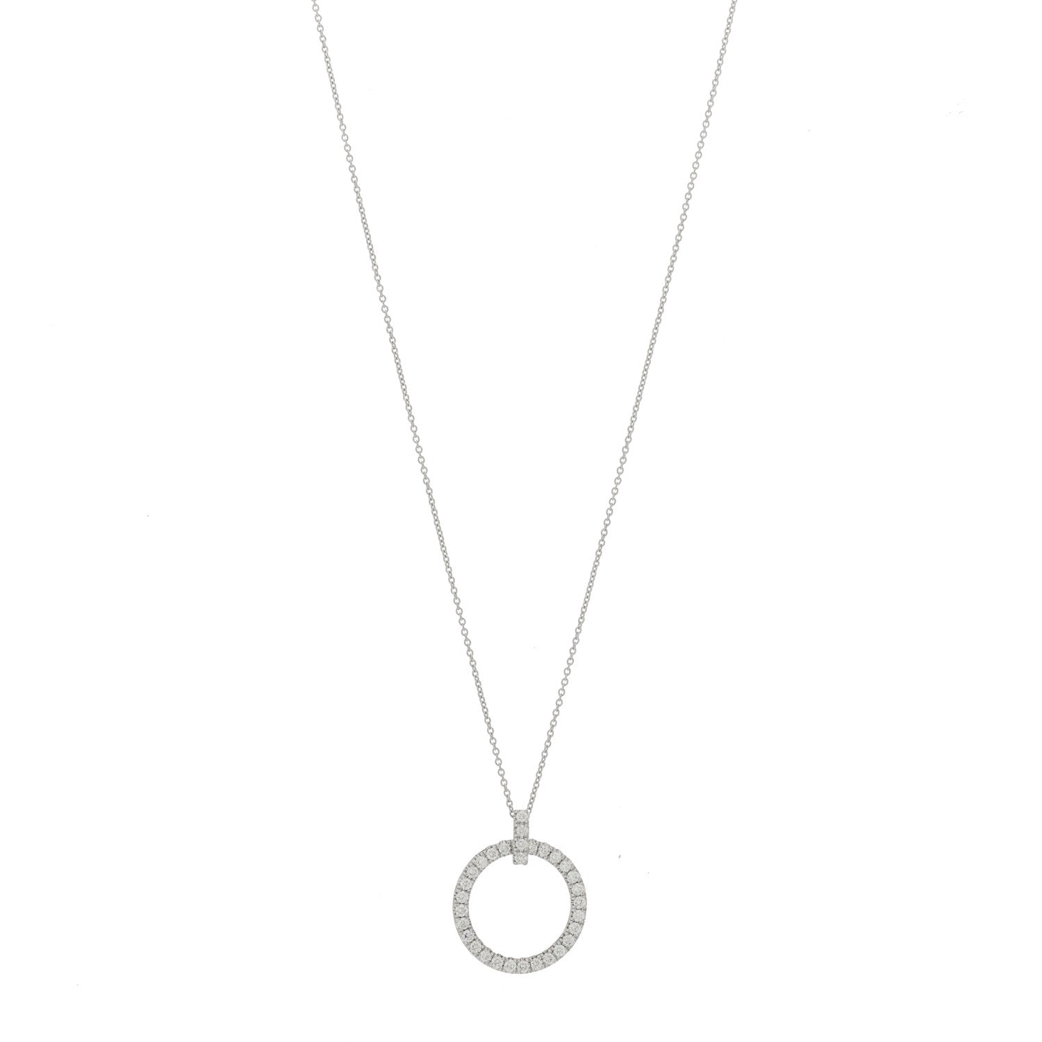 Roberto Coin 18K White Gold Diamond Circle Pendant Necklace 1 of 5
