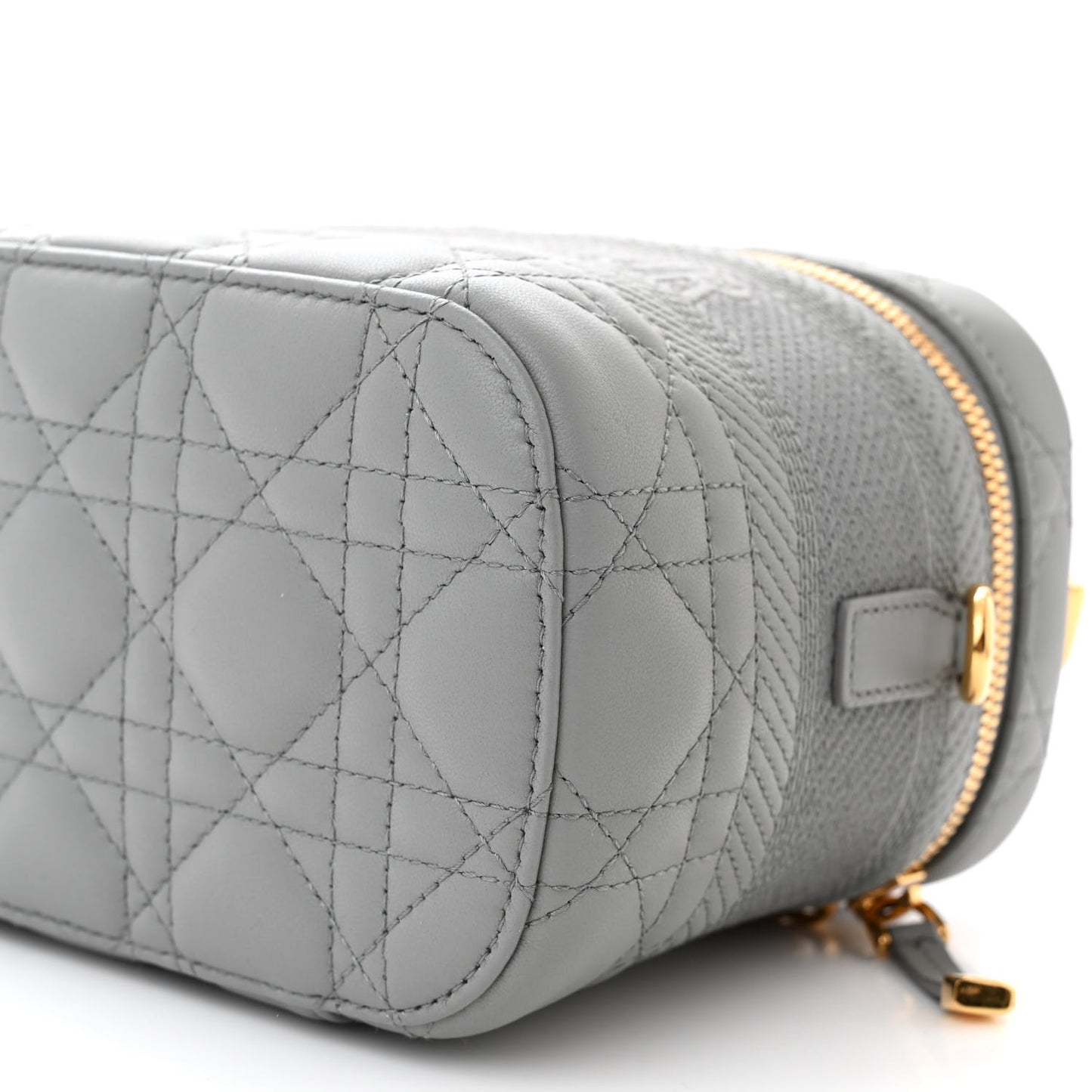 Lambskin Cannage Small Diortravel Vanity Case Grey