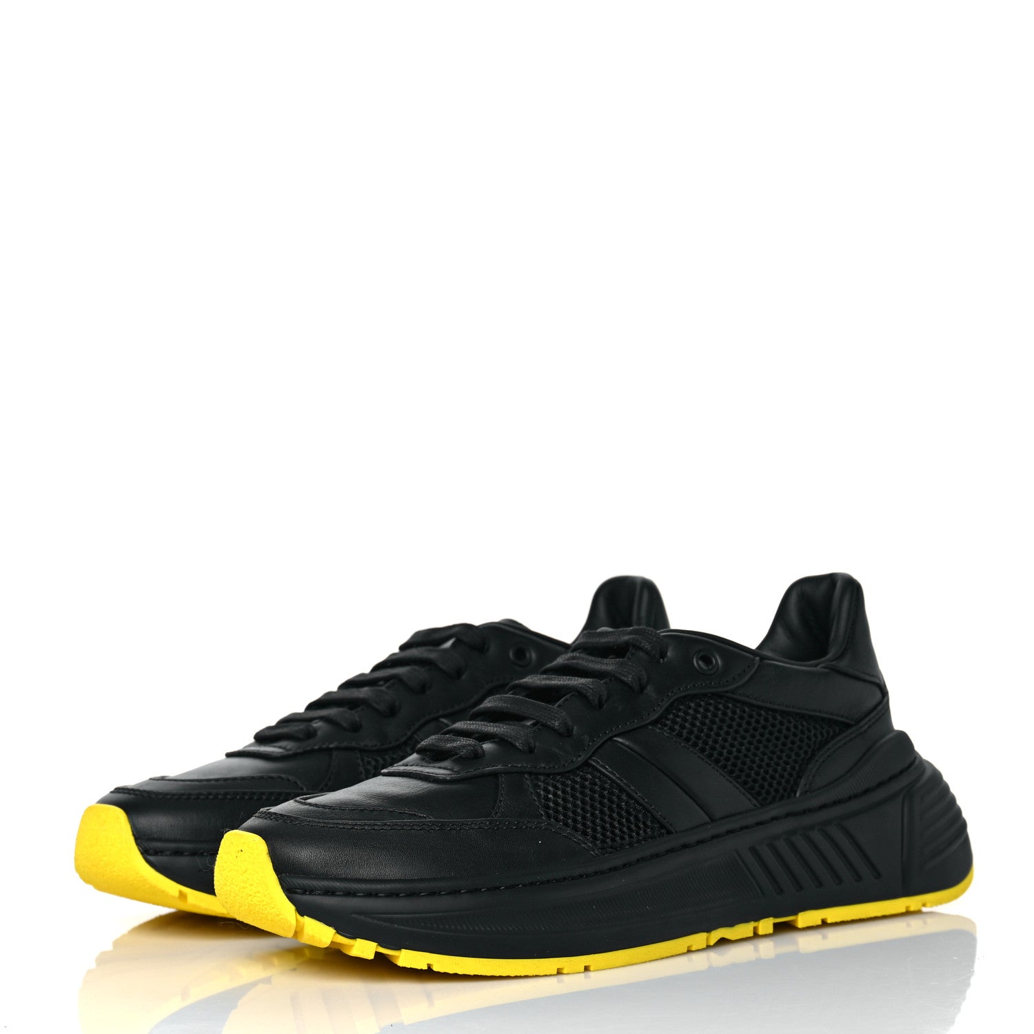 Bottega Veneta Calfskin Mesh The Speedster Sneakers 40 Black Yellow 3 of 7