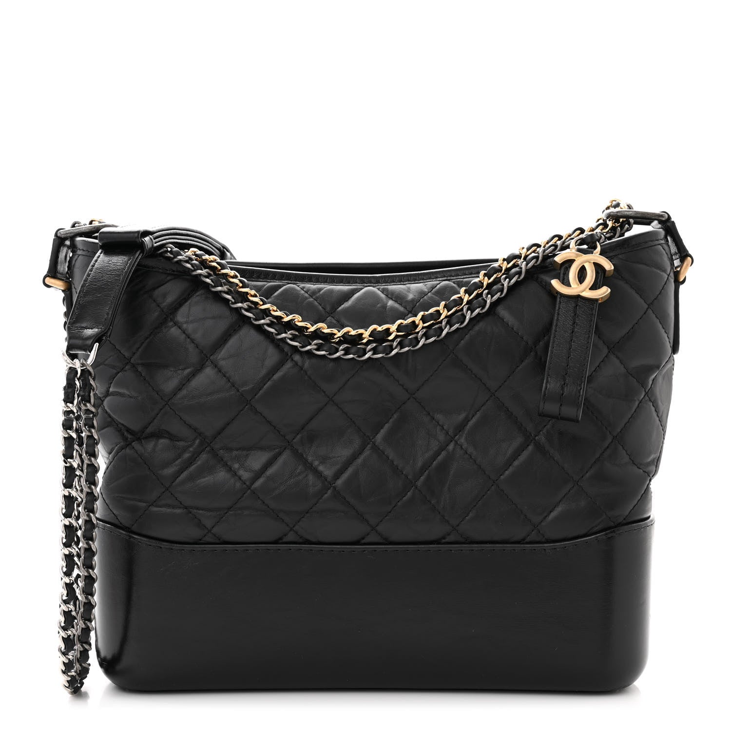 Chanel Aged Calfskin Quilted Medium Gabrielle Hobo Black 1 of 12