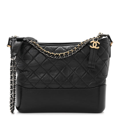 Chanel Aged Calfskin Quilted Medium Gabrielle Hobo Black 1 of 12
