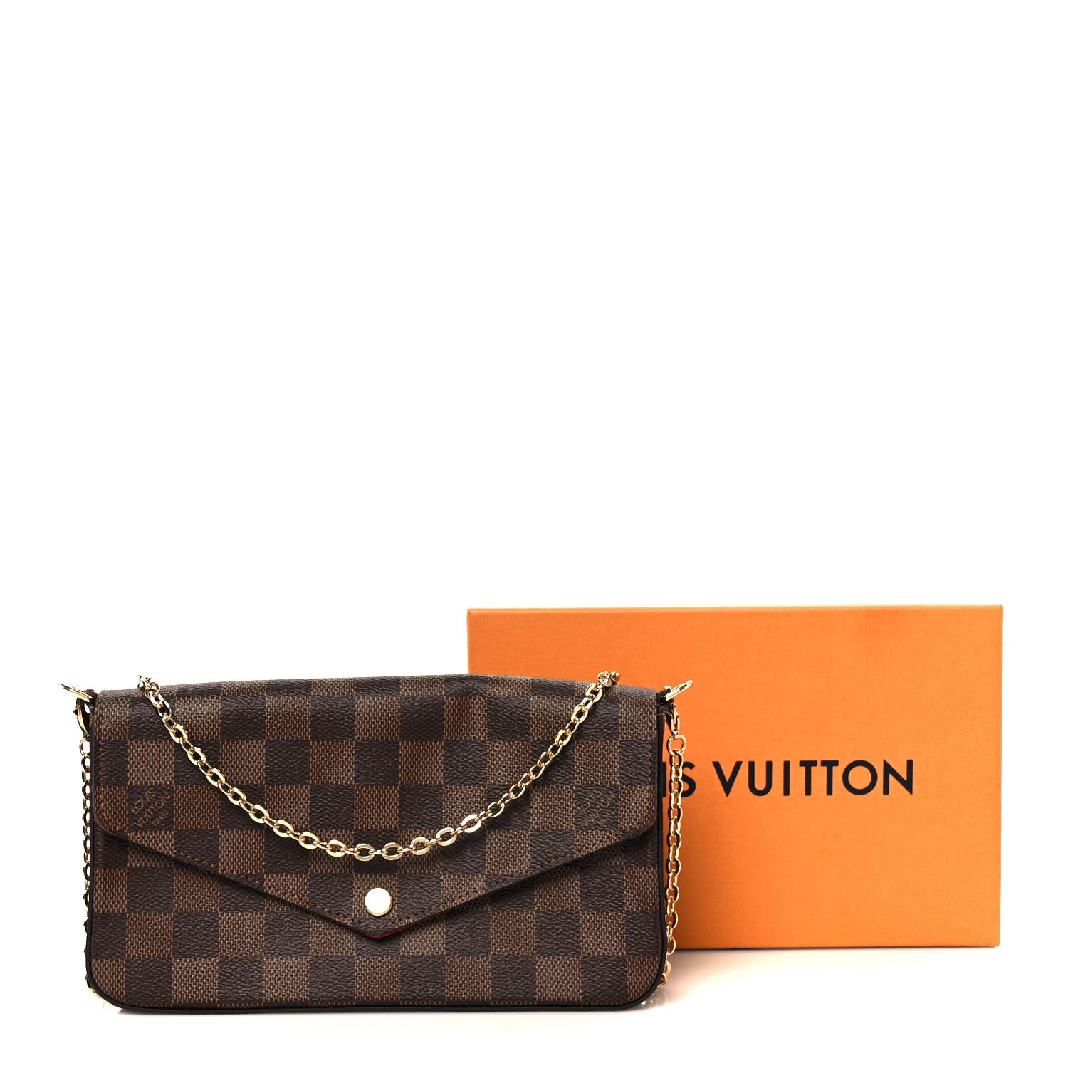 Louis Vuitton Damier Ebene Pochette Felicie Chain Wallet 15 of 15