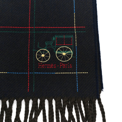 Hermes Cashmere Fringe A Toute Brodee Scarf Bleu 3 of 4