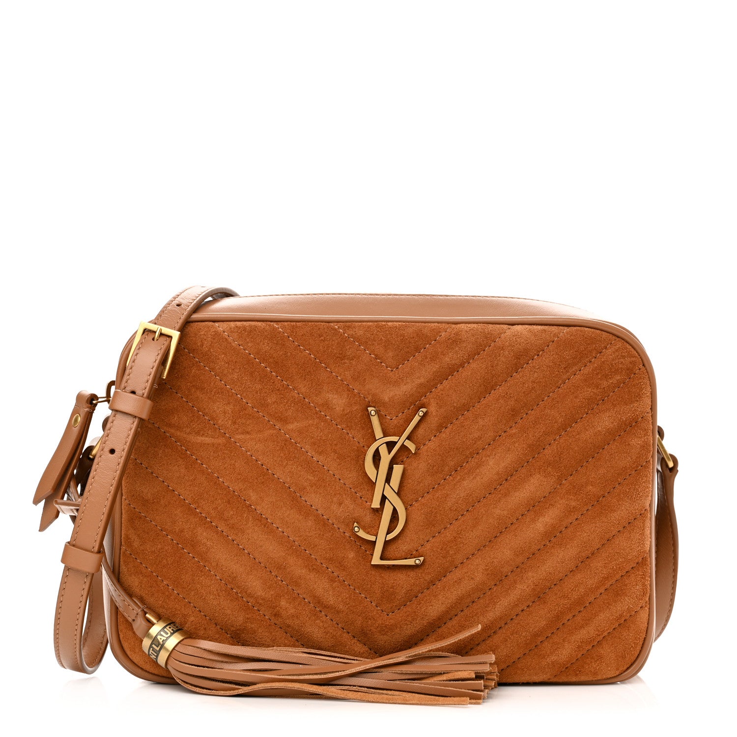 Saint Laurent Suede Matelasse Monogram Lou Camera Bag Cinnamon 1 of 10