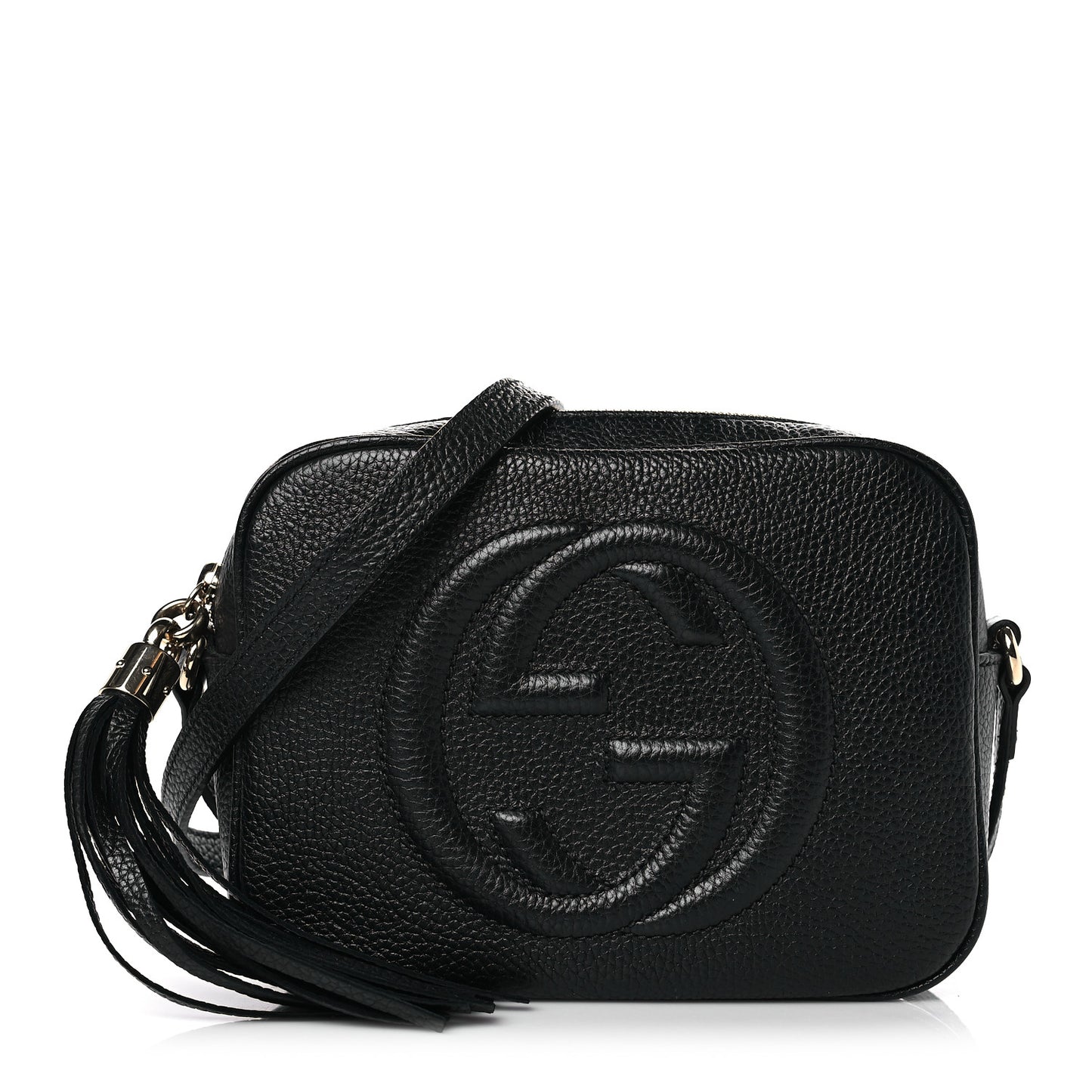 Pebbled Calfskin Small Soho Disco Bag Black