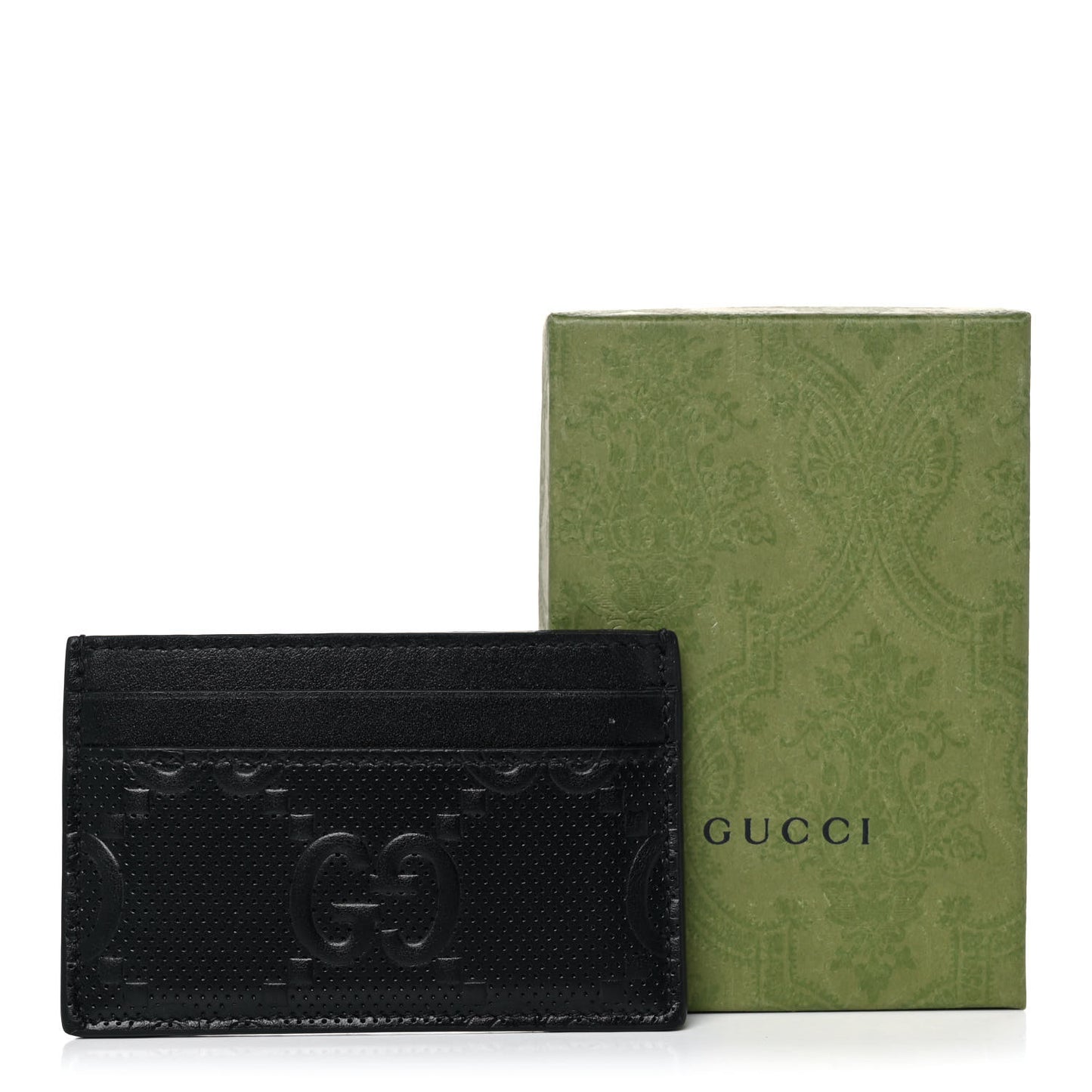 Calfskin GG Tennis Embossed Card Holder Black