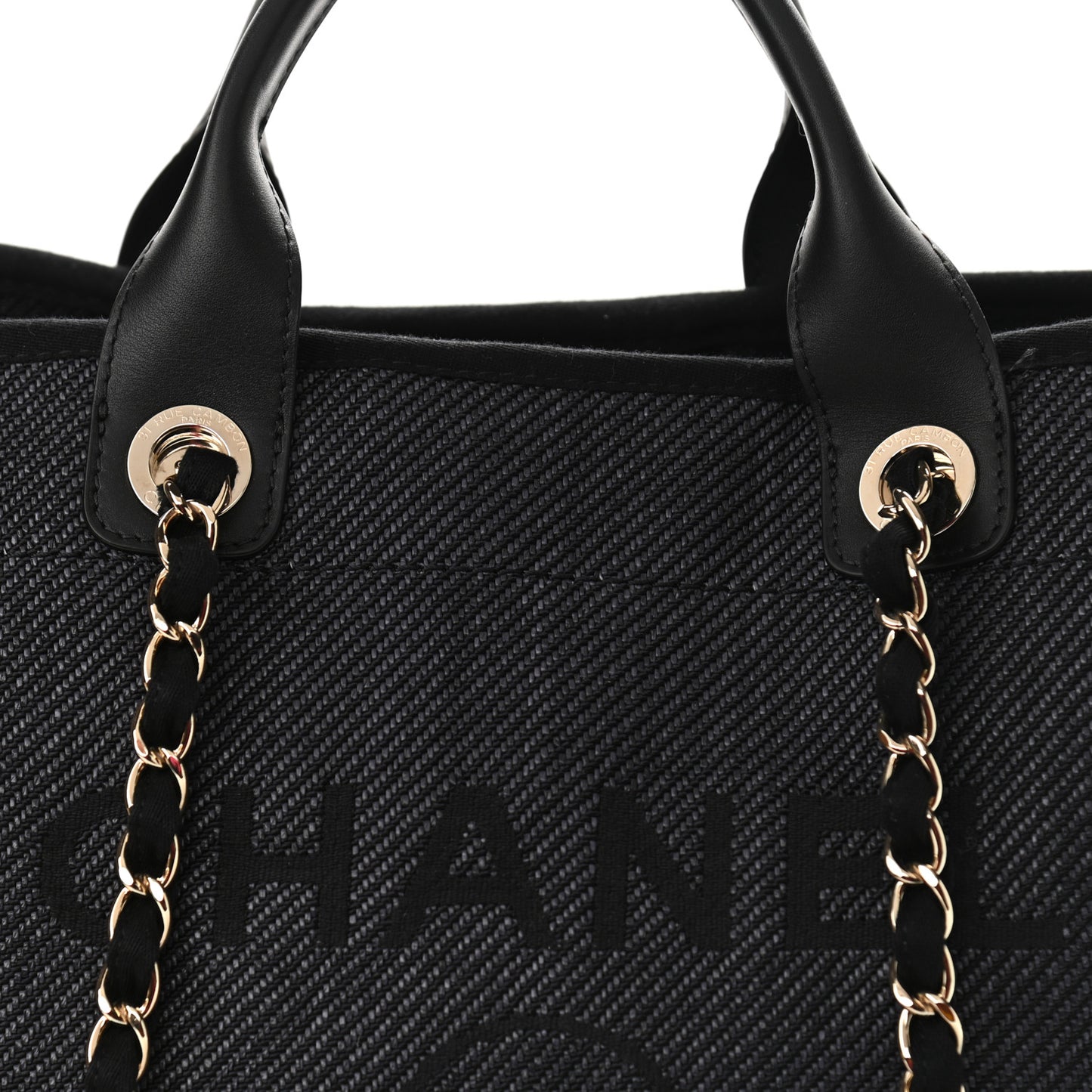 Mixed Fibers Calfskin Medium Deauville Tote Black