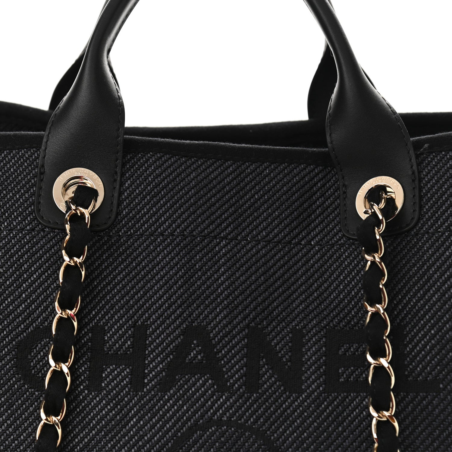 Chanel Mixed Fibers Calfskin Medium Deauville Tote Black 7 of 9