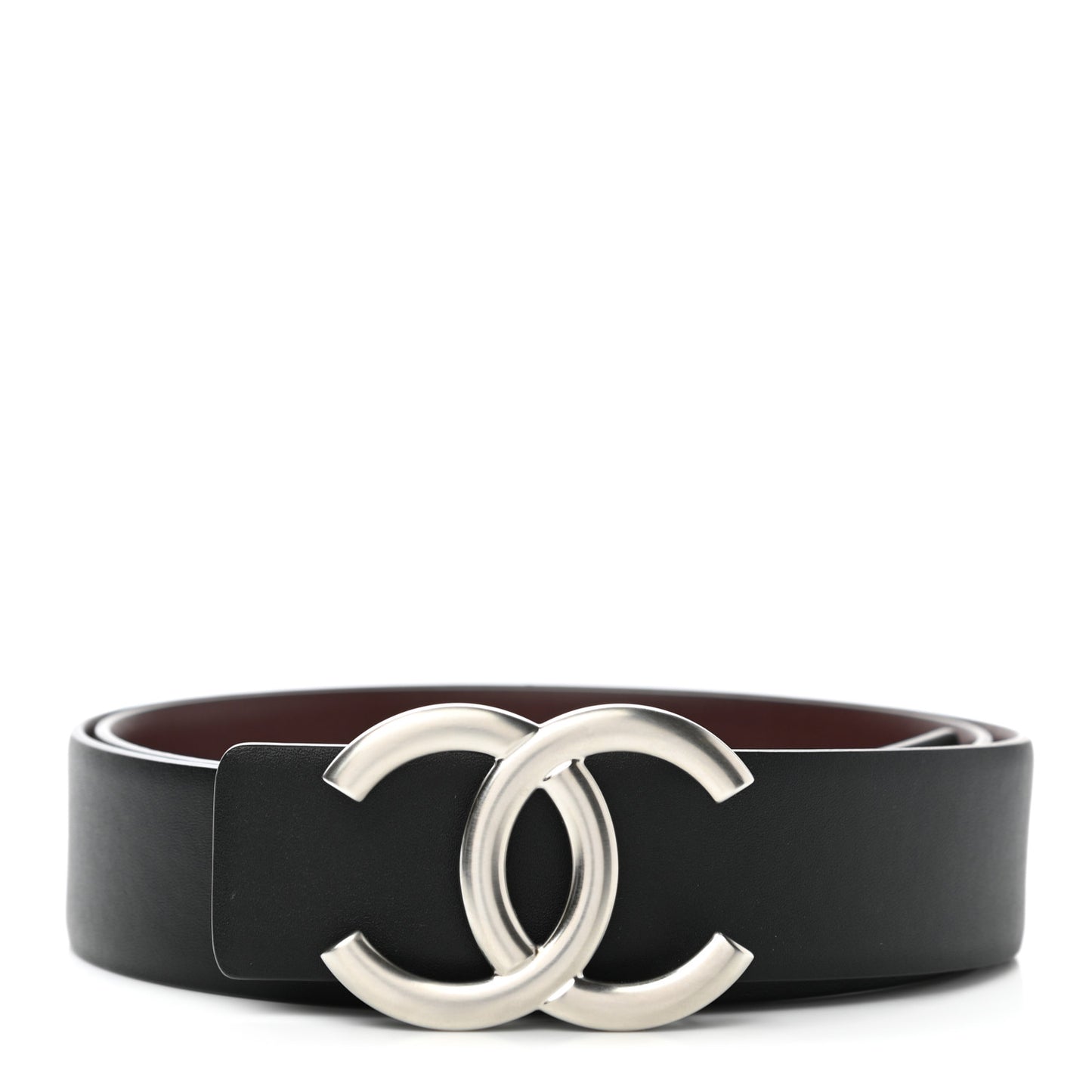Calfskin CC Reversible Belt Black Burgundy