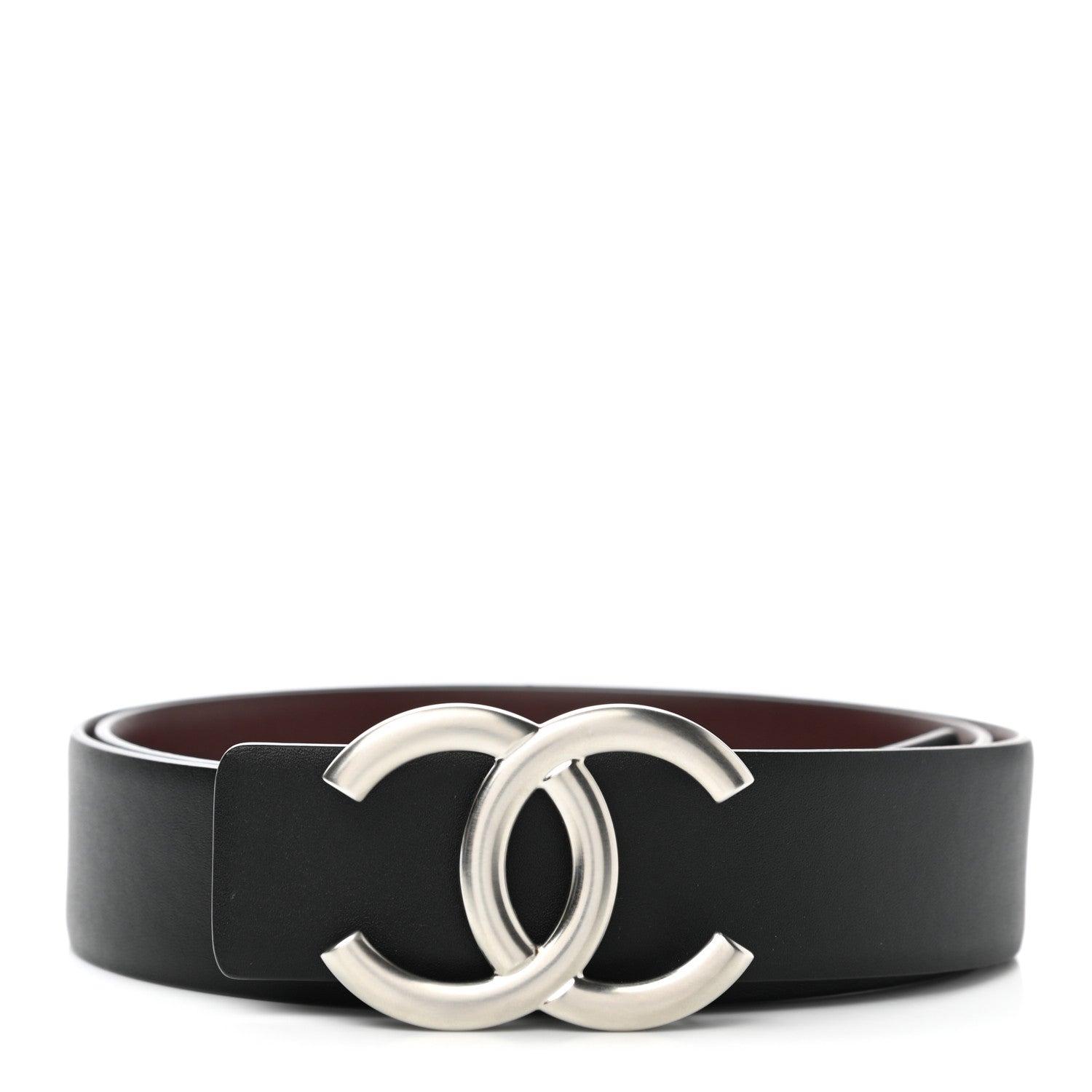 Chanel Calfskin CC Reversible Belt Black Burgundy 1 of 6