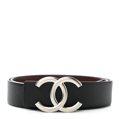 Chanel Calfskin CC Reversible Belt Black Burgundy 1 of 6